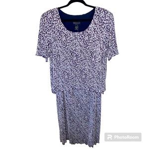 Connected Woman Dress Women’s 18W Navy & White Floral